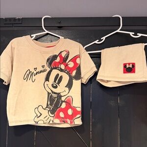 Minnie Mouse Beige Shirt and Shorts Set